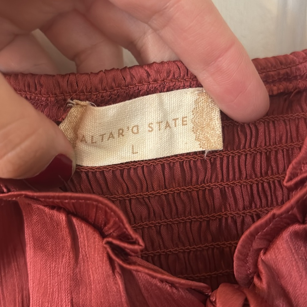 Altar'd State Deep Red Ruffle Blouse - Picture 3 of 4